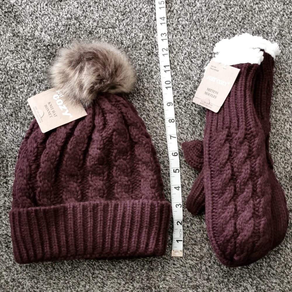 Just Cozy Knit Hat and Mitts